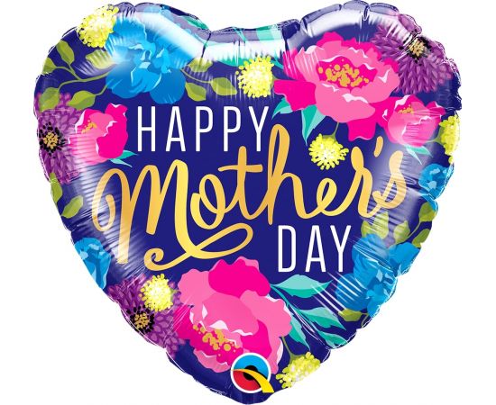 Foil Balloon 18" Mother's Day Colorful Peonies / 46 cm