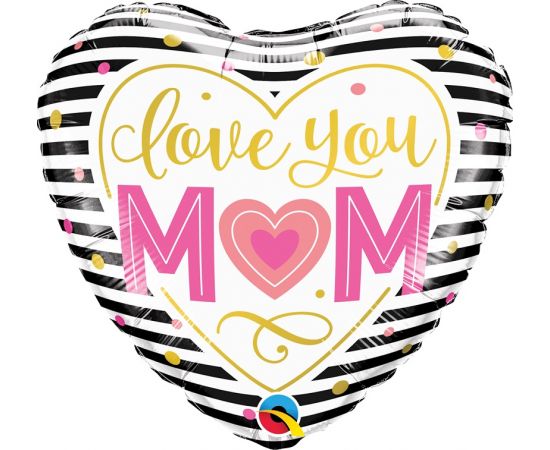 Μπαλόνι Φοιλ 18" Love You M(❤)M Stripes / 46 εκ
