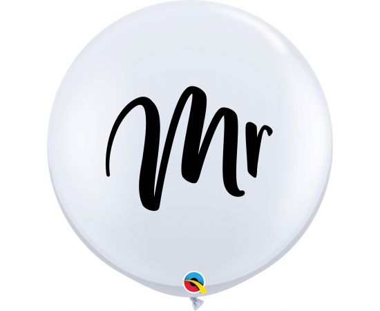 Latex Balloon 3' White Mr / 2 pcs