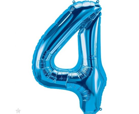 Foil Balloon Super Shape Number "4" Blue / 86 cm