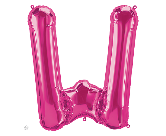 Foil Balloon Mini Letter Magenta "W" 41cm Air-Filled