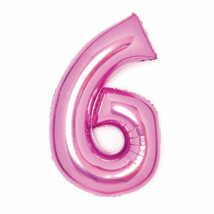 Party Μπαλόνι foil Νούμερο '6΄ Ροζ 66εκ