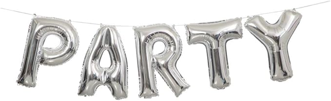Shimmering Silver Party Letter Foil Balloon Banner Kit (35cm)