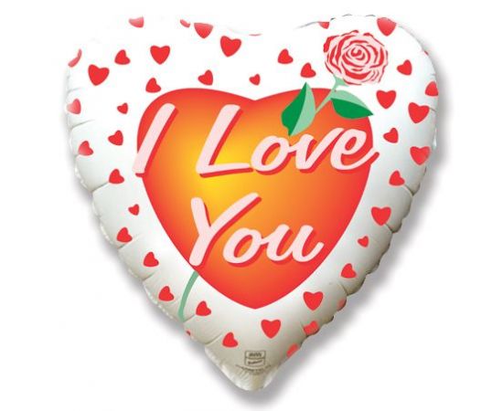 Μπαλόνι Φοιλ 18" Καρδιά I love you με Τριαντάφυλλο / 46 εκ
