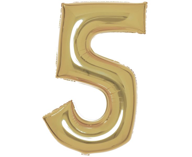 Μπαλόνι Φοιλ Νούμερο " 5" Λευκόχρυσο - White Gold / 86 εκ