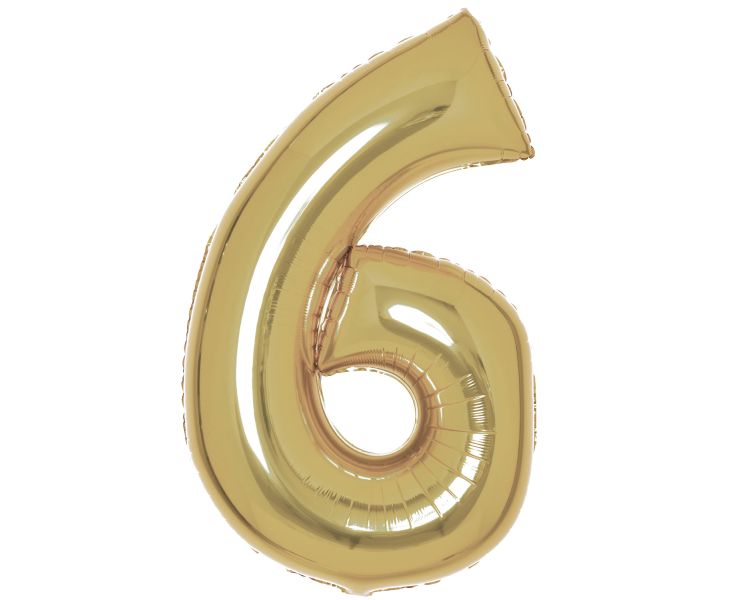Μπαλόνι Φοιλ Νούμερο " 6" Λευκόχρυσο - White Gold / 86 εκ