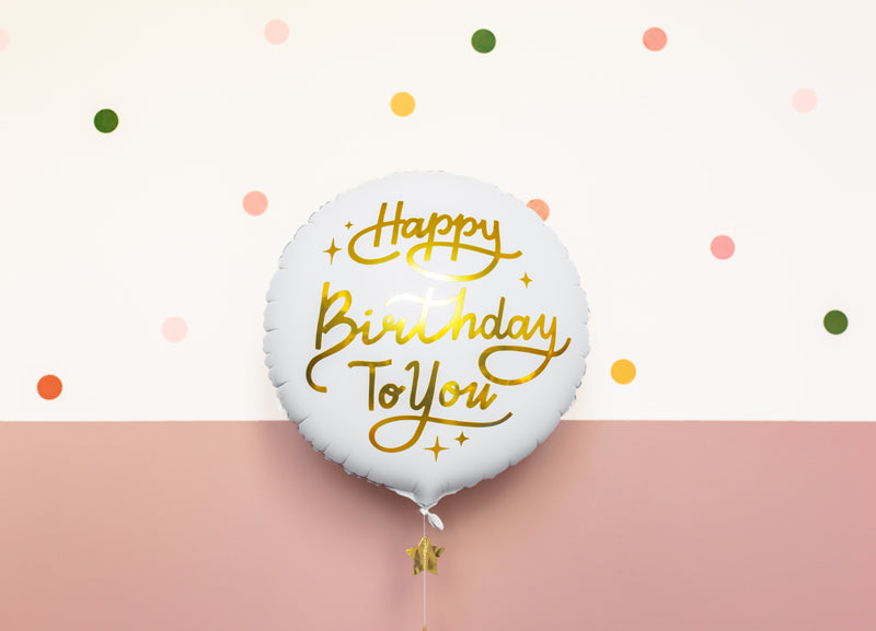 Foil Μπαλόνι Happy Birthday με Χρυσά γράμματα
