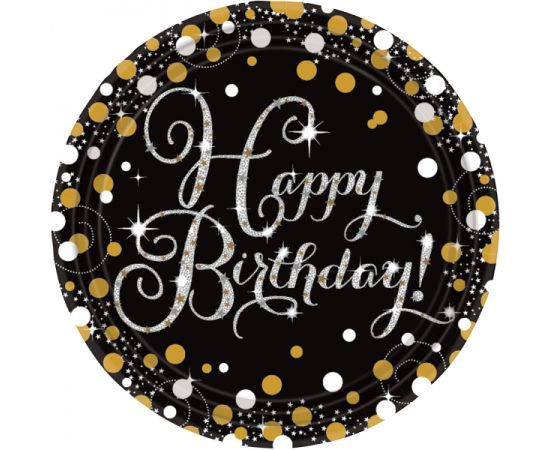 Πιάτα χαρτ. φαγητού 23εκ Sparkling Birthday /8 τεμ