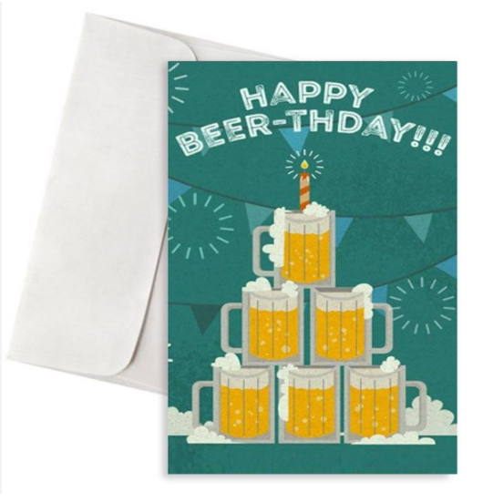 Ευχετήρια Κάρτα 'Happy Birthday" με τύπωμα Μπύρας