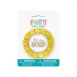 It's My Birthday Pin Badge Confetti Gold