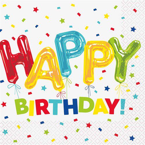 Χαρτοπετσέτες happy balloon birthday (33cm, 16τμχ)