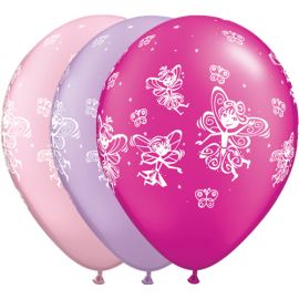 Latex Balloons 11" Fairies & Butterflies Ast Prl /25 pcs