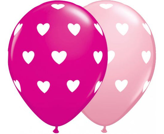 Μπαλόνια Λάτεξ 11" Big Hearts Pink & Wild Berry /25 τεμ