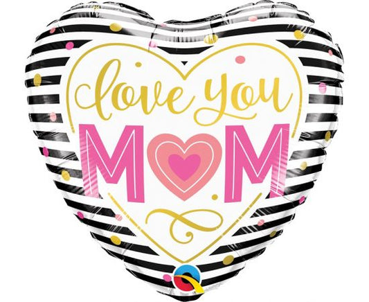 Μπαλόνι Φοιλ 18" Love You M(❤)M Stripes / 46 εκ