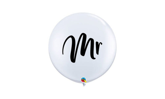 Latex Balloon 3' White Mr / 2 pcs