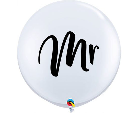 Latex Balloon 3' White Mr / 2 pcs