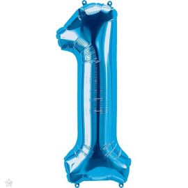 Foil Balloon Super Shape Number "1" Blue / 86 cm