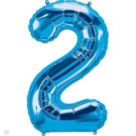 Foil Balloon Super Shape Number "2" Blue / 86 cm