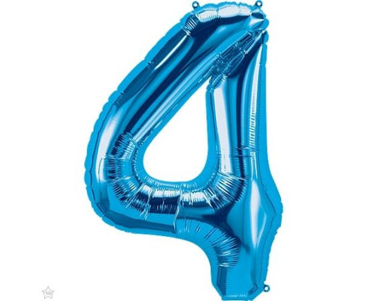 Foil Balloon Super Shape Number "4" Blue / 86 cm