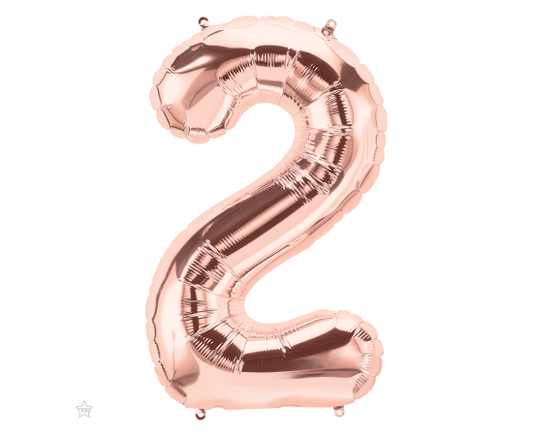 Foil Super Shape Number "2" Rose Gold 86 cm Height