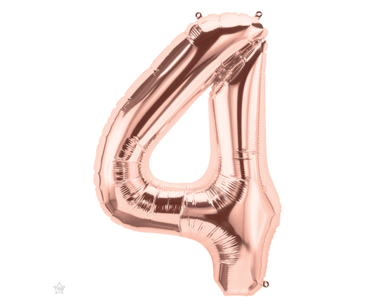 Foil Super Shape Number "4" Rose Gold 86 cm Height
