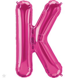Foil Balloon Mini Letter Magenta "K" 41cm Air-Filled