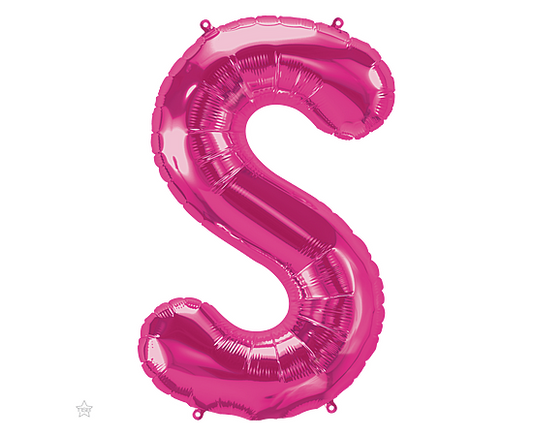 Foil Balloon Mini Letter Magenta "S" 41cm Air-Filled