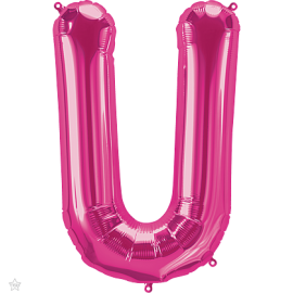 Foil Balloon Mini Letter Magenta "U" 41cm Air-Filled