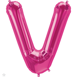 Foil Balloon Mini Letter Magenta "V" 41cm Air-Filled