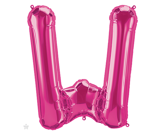 Foil Balloon Mini Letter Magenta "W" 41cm Air-Filled