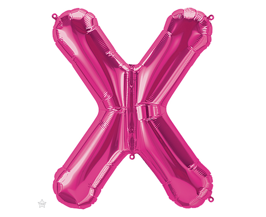 Foil Balloon Mini Letter Magenta "X" 41cm Air-Filled