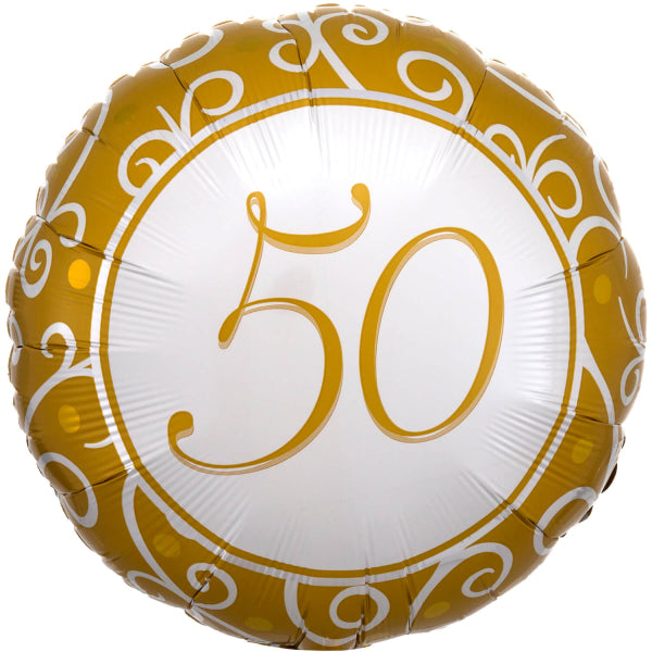 Μπαλόνι 50th Birthday -Χρυσο,Λευκο-