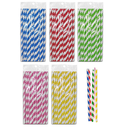 Καλαμάκια Χάρτινα Ριγέ πακ=25 τεμ 20x0,6cm