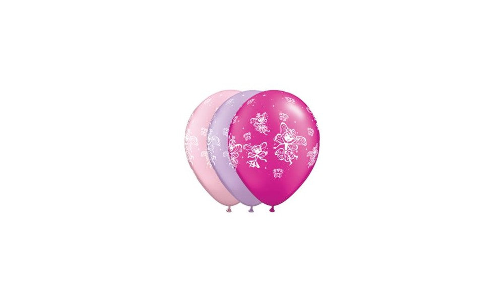 Latex Balloons 11" Fairies & Butterflies Ast Prl /25 pcs