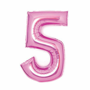 Party Μπαλόνι foil Νούμερο 5 Ροζ 66εκ