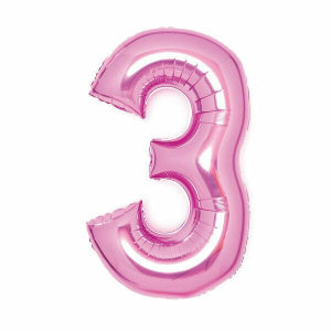 Party Μπαλόνι foil Νούμερο 3 Ροζ 66εκ