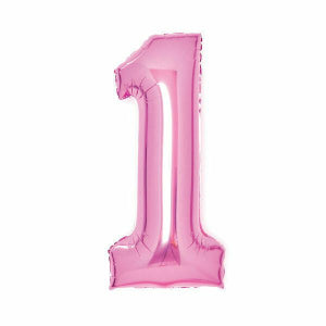 Party Μπαλόνι foil Νούμερο 1 Ροζ 66εκ