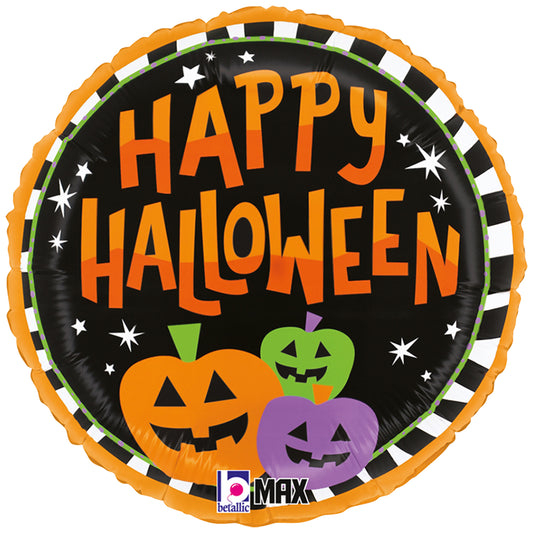 Foil Μπαλόνι 18'' Happy Halloween ριγέ με κολοκύθες