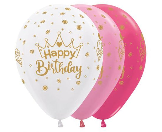 Μπαλόνια Λάτεξ Happy Birthday Crowns / 25 τμχ - Κορώνα