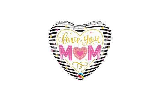 Μπαλόνι foil 18" Love You M(❤)M Stripes / 46 εκ