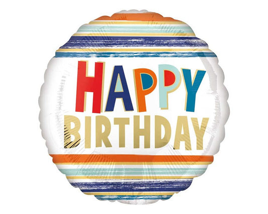 Happy Birthday Foil  οριζόντιες ρίγες