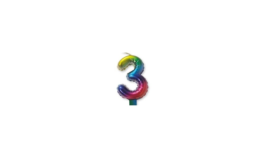 Kεράκι Nούμερο 3 Πολύχρωμο Rainbow