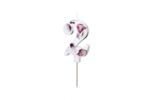 Number Candle 2 - White with Flowers