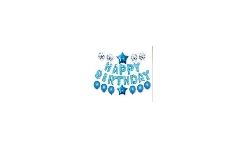 Μπαλόνια Foil "HAPPY BIRTHDAY" μπλε σετ για πάρτυ γενεθλίων