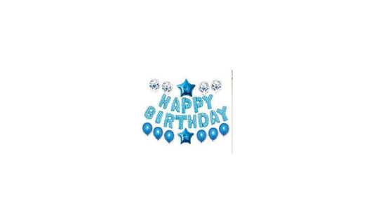 Μπαλόνια Foil "HAPPY BIRTHDAY" μπλε σετ για πάρτυ γενεθλίων