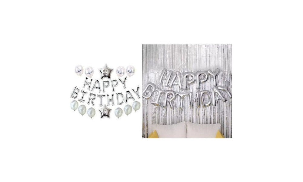 Μπαλόνια Foil "HAPPY BIRTHDAY" μπλε σετ για πάρτυ γενεθλίων