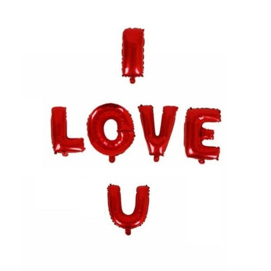 Red "I Love You" Foil Balloon Set