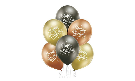 Λάτεξ μπαλόνια χρυσές αποχρώσεις Happy Birthday