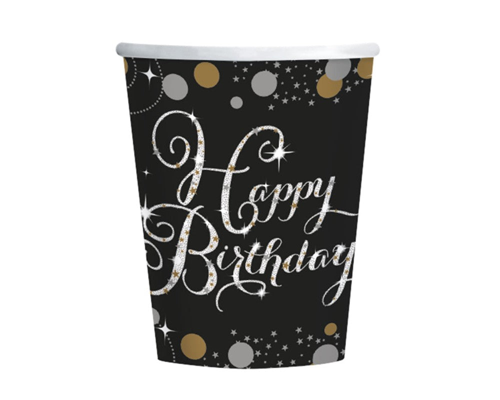 Χάρτινα ποτήρια Happy Birthday sparkling celebration 8τμχ