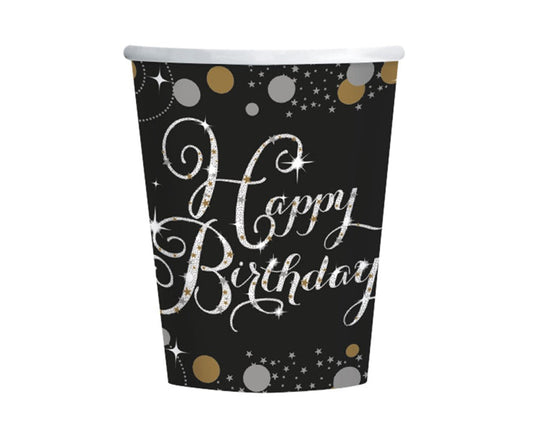 Χάρτινα ποτήρια Happy Birthday sparkling celebration 8τμχ